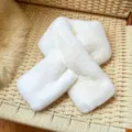 White faux fur cross scarf for women, winter warm plush neck warmer, solid color soft collar. - Solid White