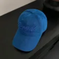 Cappello da baseball in velluto a coste blu da donna, berretto con ricamo di lettere. - Blu Reale