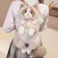 Carino zaino peluche gatto ragdoll morbido giocattolo per ragazze variante design style. - Kaki