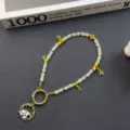 Cute panda pendant phone charm with bamboo style beads and bag lovely decor accessory. - White Bamboo Joint