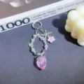 Crystal strawberry beaded phone charm and keychain, cute purple cute accessory for women. - Purple