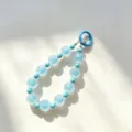 Dettaglio ciondolo per cellulare con perline blu, portachiavi opaco carino e alla moda. - Blu