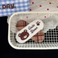 Cute bear embroidered hair clip sweet girl style bangs hairpin fashion hair accessories. - Coffee (Tiger Eye Texture)