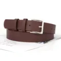 Modischer brauner Ledergürtel für Damen mit silberner Metallschnalle Freizeit Taillenzubehör - 105cm / Kaffeebraun
