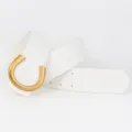 White women's leather belt with gold metal horseshoe buckle casual jeans decorative waist belt - 105cm / White