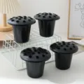 Black plastic lotus flower pot 16-hole cemetery memorial vase hydroponic floral arrangement container - Lotus Root Flower Pot