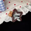 Brown polka dot star hair clip with cute 3D bunny design, sweet autumn hair accessories for women. - Star Rabbit Hairpin / Coffee (Tiger Eye Texture)