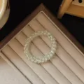 Clear transparent green telephone wire hair tie detail, elastic spiral hair band accessory. - Green