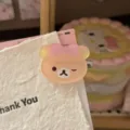 Cute brown bear duckbill hair clip with pink bow, sweet cartoon hair accessory for girls. - Light Coffee Bear Hair Clip