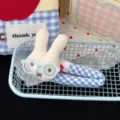 Cute bunny glasses hair clip, blue and white plaid snap hairpin, sweet girl style hair accessory. - Blue Glasses Rabbit Hair Clip / Blue