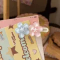 Sweet cherry blossom hair clip resin floral hairpin sweet girl bangs hair accessory cute daily style - Blue and Pink Cherry Blossom Wave Hair Clip