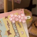 Pink Cherry Blossom Hair Clip Sweet Girl Hairpin Cute Floral Bangs Hair Accessory SKU - Pink Cherry Blossom Wave Hair Clip