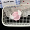 Cute pink gingham mini hat hair clip with white plush angel wings for sweet daily styling. - Pink Hat Hair Clip