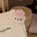 Cute pink bear hair clip with bow, sweet cartoon acrylic duckbill clip for cute daily wear. - Bunny Hairpin