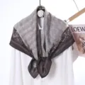 Women large square scarf velvet herringbone paisley pattern elegant fashion shawl accessory - Style 24