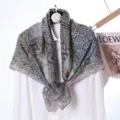 Velvet square scarf detail, soft texture, exquisite double-sided printed pattern, stylish accessory. - Style 22