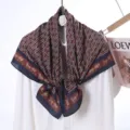 Luxury velvet square scarf for women, elegant double-sided printed shawl with classic motif. - Style 28