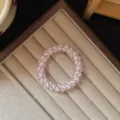 Clear striped spiral hair tie detail view, candy color sweet telephone wire hair band style. - Purple