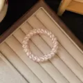 Pink striped transparent telephone wire hair band, sweet candy color ponytail holder. - Pink