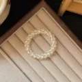 Clear striped telephone wire hair tie, transparent spiral elastic hair band fashion. - White