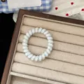 Sweet white jelly telephone wire hair tie with glitter flowers, cute ponytail band for daily use. - Blue Flower Telephone Wire Hair Tie
