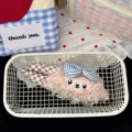 Cute plush sheep hair clip with houndstooth bow, sweet cartoon hair accessory for girls bangs. - Blue Bow Hair Clip