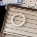 Cute Floral Jelly Telephone Cord Hair Tie, Sweet Girl Style Ponytail Hair Ring Accessory - White Floral Telephone Wire