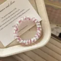Clear telephone wire hair ring with cute pink butterfly pattern, sweet style for daily wear. - Red Butterfly Phone Wire