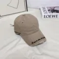 Gorra de béisbol beis desgastada con bordado, sombrero suave casual estilo vintage para mujer. - M (56-58cm) / Borde Letra Rota - Caqui
