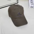 Detail shot of dark grey baseball cap featuring front letter embroidery and curved brim design. - L (58-60cm) / Coffee