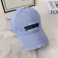 Gorra de béisbol desgastada vintage para mujer, ala ancha, corona suave informal. - M / Azul