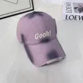 Una gorra de béisbol bordada con degradado estilo coreano, sombrero casual suave. - L (58-60cm) / GO Lavado Rosa