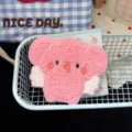 Cute pink plush hair clip with white wings sweet cartoon style hair accessory for girls - Little Bear Hair Clip / Pink