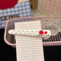 Cute apple pattern long hair clip sweet girl style duckbill hair accessory for daily wear - Apple Polka Dot Hair Clip