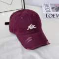 Gorra de béisbol vintage desgastada con bordado Air de estrás, sombrero de sol al aire libre. - M (56-58cm) / Rojo Vino