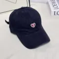 Gorra de béisbol negra vintage con corazón bordado y número 7, sombrero casual suave. - M (56-58cm) / Negro