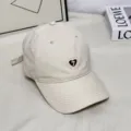 Vintage style off-white baseball cap with embroidered heart and number detail for outdoor daily wear. - M (56-58cm) / Beige