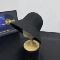 Black straw sun hat detail, wide brim beach hat, casual summer vacation headwear. - M (56-58cm) / Solid Style / Black