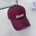 Koreanischer Batik-Baseballcap für Damen und Herren, modische weiche Sonnenhut Detail. - L (58-60cm) / GO Waschen Bordeauxrot