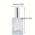 Clear glass empty perfume spray bottle with silver cap, 15ml portable cosmetic travel sample. - Silver