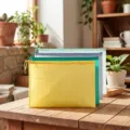Mesh zipper document bag set waterproof file pouch A4 office stationery storage organizer - A6 / Random Color