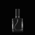 15ml clear glass perfume atomizer bottle, refillable empty spray container with black cap - Black