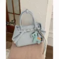 Light blue women handbag stylish tote bag crossbody bag with cute horse charm design - With Pendant / Blue