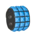 Punk style wide leather bracelet featuring three rows of bright blue pyramid stud rivets for men. - Light Blue