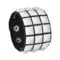 Punk style three-row pyramid stud wide black leather bracelet for men, cool cuff accessory. - White