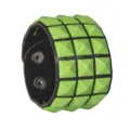Men's punk rock 3-row green square stud rivet wide PU leather cuff bracelet cool wristband - Green