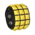 Punk style three-row pyramid stud bracelet, black PU leather wide wristband for men. - Yellow
