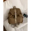 Casual nylon σακίδιο πλάτης γυναικείο, κομψή καφέ σχολική τσάντα, απλή τσάντα ταξιδιού. - Χακί χωρίς Μενταγιόν