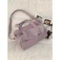 Borsa a tracolla in pelle morbida viola da donna, borsa a cuscino casual capiente. - senza ciondolo / Viola