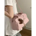 Borsa a Tracolla Morbida Rosa Grande Capacita Borsa a Mano Casuale per Uso Quotidiano - Con Ciondolo / Rosa